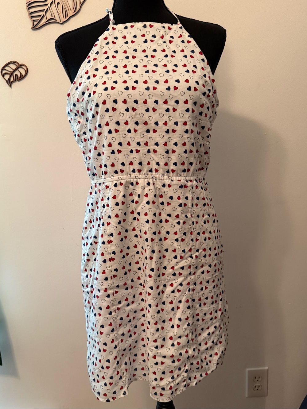 Women’s White Heart-Print Halter Dress